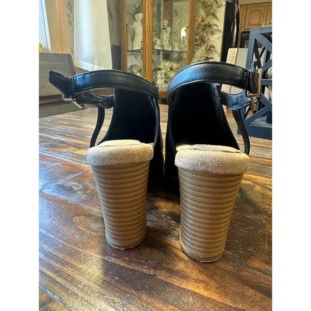Giani Bernini Ariianna Black Block Heel Sandals Peep Toe Memory Foam Woman 8.5M - Picture 10 of 12